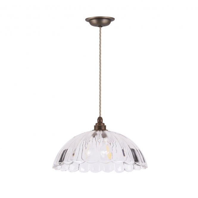 Mabel Ceiling Pendant - Antique Brass and Ribbed Glass