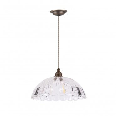 Mabel Ceiling Pendant - Antique Brass and Ribbed Glass