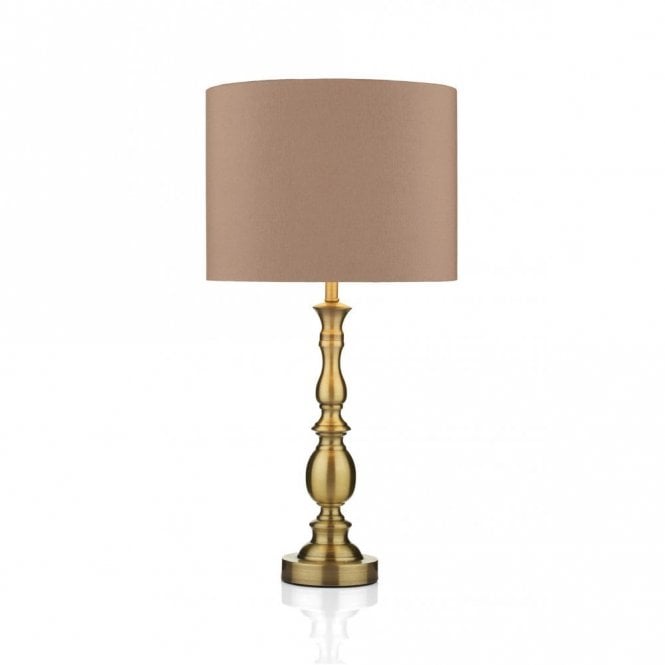 MADRID - Antique Brass Table Lamp and Gold Shade