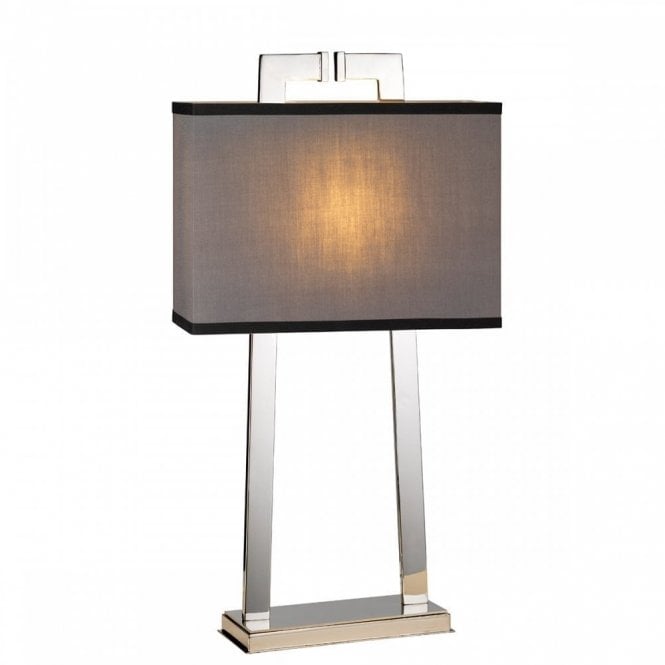 MAGRO Contemporary Table Lamp Polished Nickel with Rectangle Grey Shade