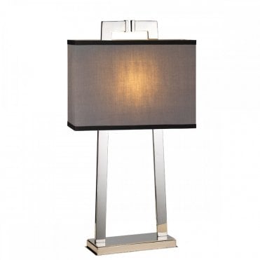MAGRO Contemporary Table Lamp Polished Nickel with Rectangle Grey Shade
