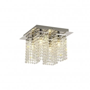 MAISIE 4 Light Bathroom Ceiling Light Polished Chrome and Crystal