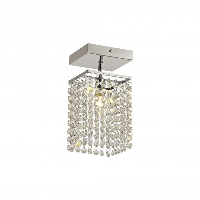 MAISIE Small Bathroom Ceiling Light Polished Chrome and Crystal