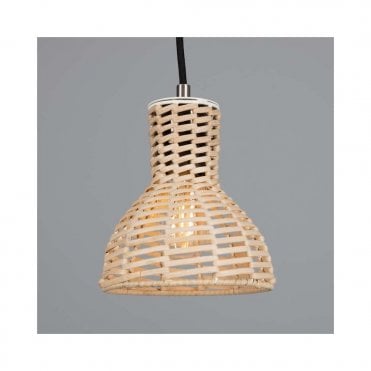 MALTA Small Woven Rattan Ceiling Pendant with Antique Silver Fitting