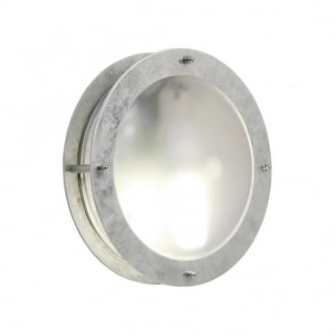MALTE - Galvanised Steel Exterior Bulkhead Wall Light Frosted Glass