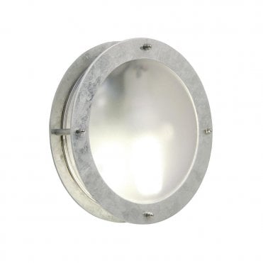 MALTE - Galvanised Steel Exterior Bulkhead Wall Light Frosted Glass