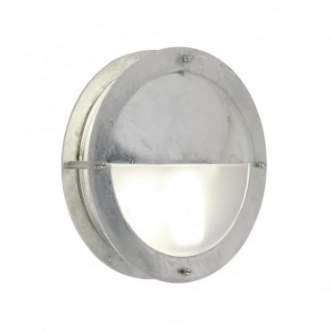 MALTE - Galvanised Steel Exterior Bulkhead Wall Light with Eyelid