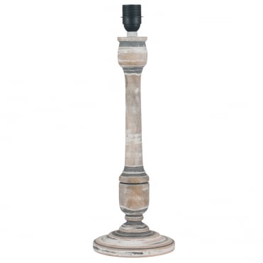 MANGO WOOD Table Lamp Base with Grey and White Wash