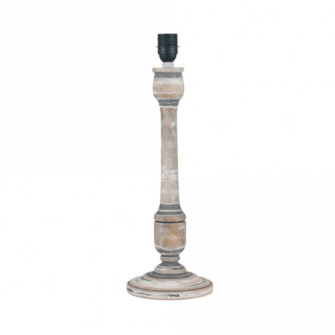 MANGO WOOD Table Lamp Base with Grey and White Wash