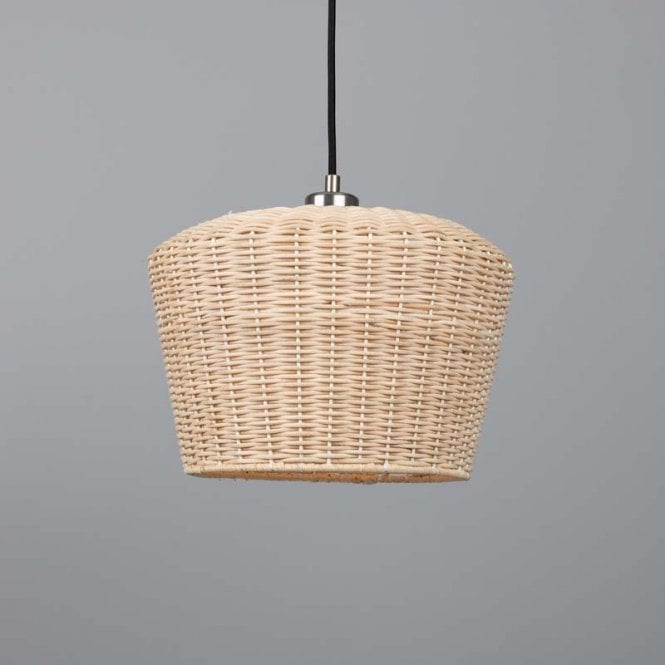 MANILA Large Rattan Ceiling Pendant with Antique Silver Fittings