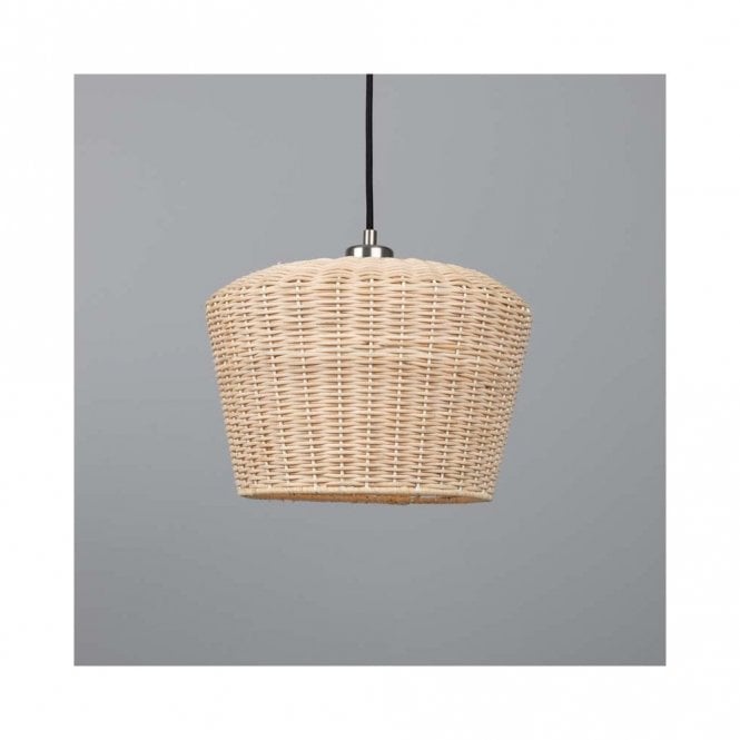 MANILA Large Rattan Ceiling Pendant with Antique Silver Fittings