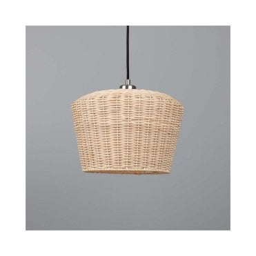 MANILA Large Rattan Ceiling Pendant with Antique Silver Fittings