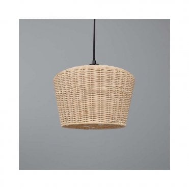 MANILA Large Rattan Ceiling Pendant with Matte Black Fittings