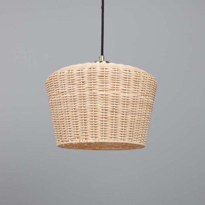 MANILA Large Rattan Ceiling Pendant with Polished Brass Fittings