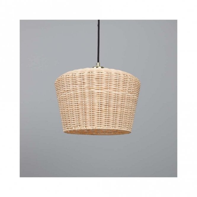 MANILA Large Rattan Ceiling Pendant with Polished Brass Fittings