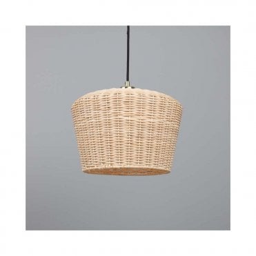 MANILA Large Rattan Ceiling Pendant with Polished Brass Fittings