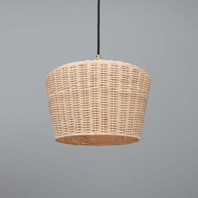 MANILA Large Rattan Ceiling Pendant with Satin Brass Fittings