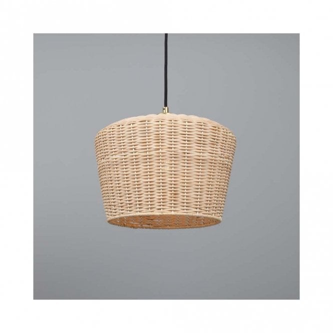 MANILA Large Rattan Ceiling Pendant with Satin Brass Fittings