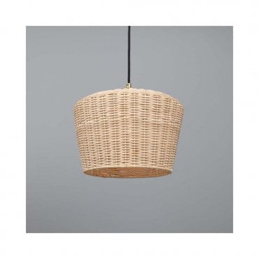 MANILA Large Rattan Ceiling Pendant with Satin Brass Fittings