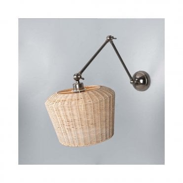 MANILA Large Rattan Wall Light with Adjustable Antique Silver Arm