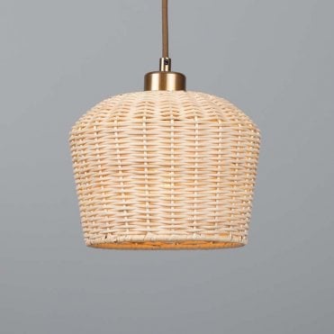 20cm Rattan Ceiling Pendant | Antique Brass | Lighting and Lights UK