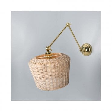 MANILA Rattan Wall Light with Adjustable Polished Brass Arm
