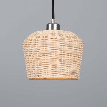 Organic rattan hanging ceiling pendant with antique silver