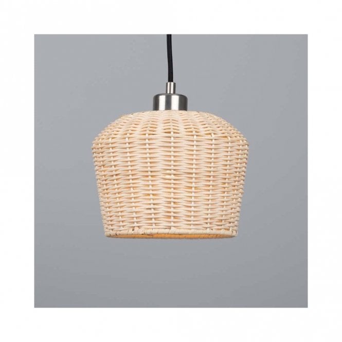 MANILA Small Rattan Ceiling Pendant with Antique Silver Finish