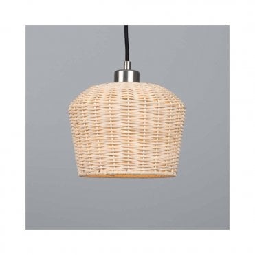 MANILA Small Rattan Ceiling Pendant with Antique Silver Finish