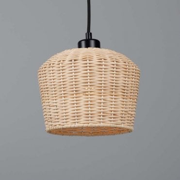 Natural rattan ceiling pendant with matt black finish