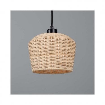 MANILA Small Rattan Ceiling Pendant with Matt Black Finish