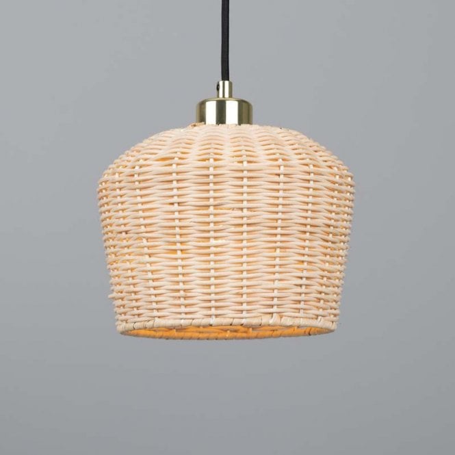 MANILA Small Rattan Ceiling Pendant with Polished Brass Finish