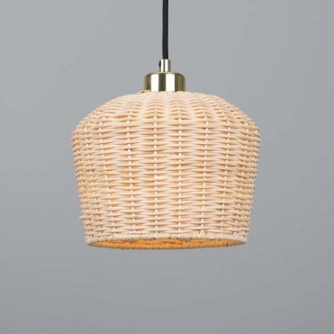 organic rattan hanging ceiling light with polished brass finish