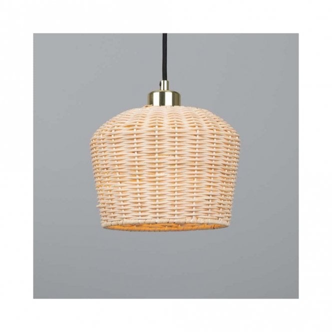 MANILA Small Rattan Ceiling Pendant with Polished Brass Finish