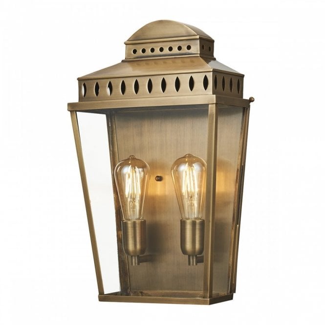 MANSION House Large 2 Light Traditional Exterior Wall Lantern Aged Brass