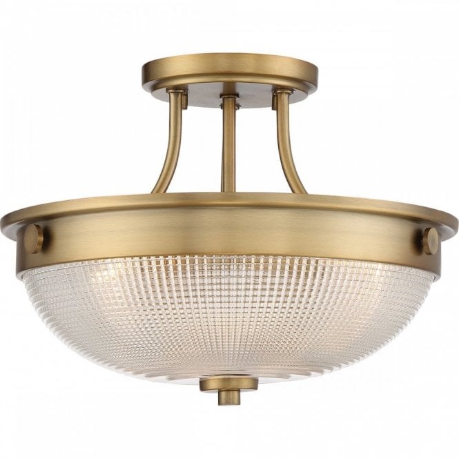 MANTLE 2 Light Semi-Flush Weathered Brass