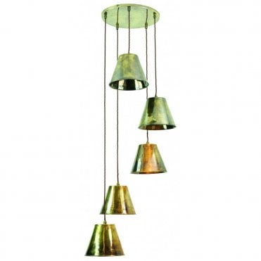 MAP - Room 5 Light Cluster Antique Brass C/W Lb4 Bulbs