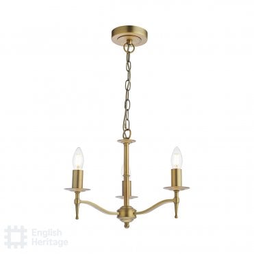 brass 3 armed chandelier 