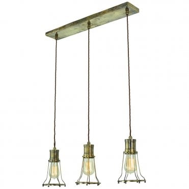 MARCONI - 3 Light Ceiling Pendant Antique Brass C/W Lb2 Bulbs