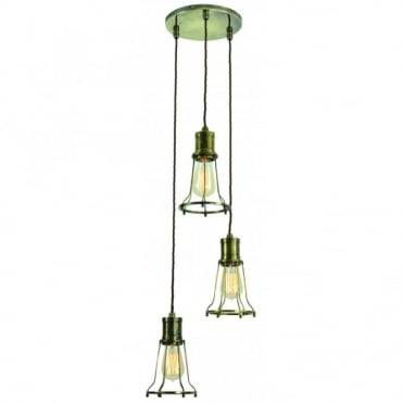 MARCONI - 3 Light Cluster Antique Brass C/W Lb2 Bulbs
