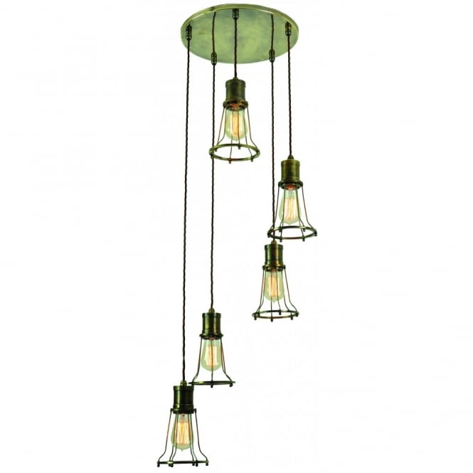 MARCONI - 5 Light Cluster Antique Brass C/W Lb2 Bulbs