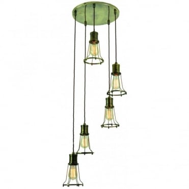 MARCONI - 5 Light Cluster Antique Brass C/W Lb2 Bulbs