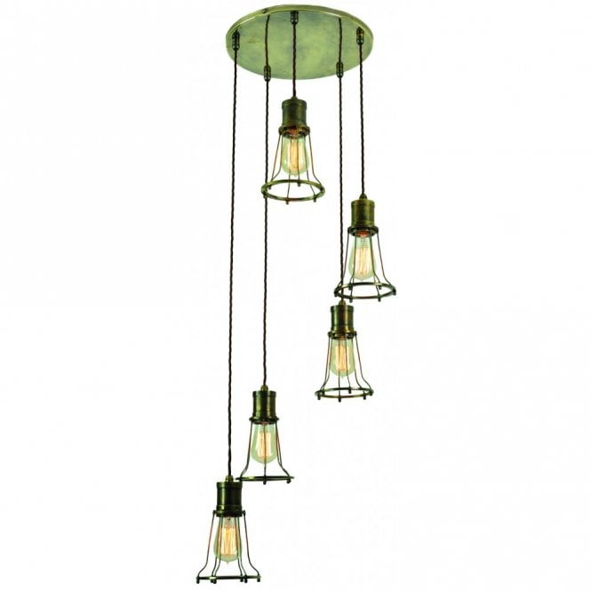 MARCONI - 5 Light Cluster Antique Brass C/W Lb2 Bulbs