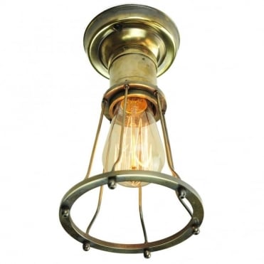 MARCONI - Flush Antique Brass C/W Lb2 Bulbs