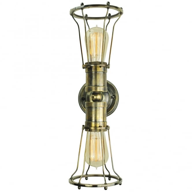 MARCONI - Twin Wall/Ceiling Antique Brass C/W Lb2 Bulbs