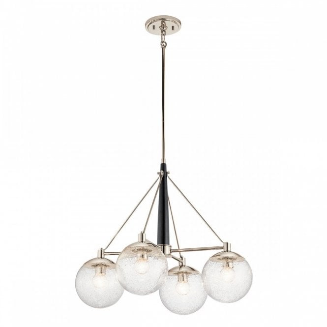 MARILYN 4 Light Chandelier Glass Polished Nickel