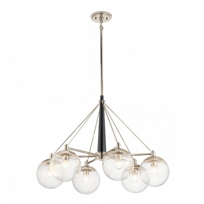 MARILYN 6 Light Glass Chandelier Polished Nickel