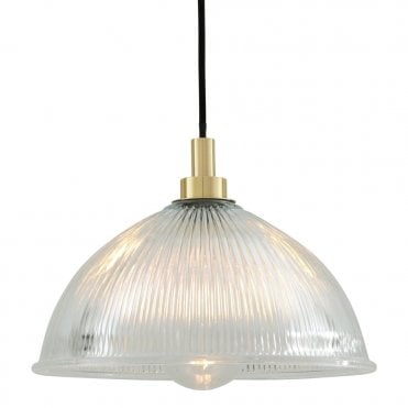 MARIS Bathroom Ceiling Pendant Polished Brass with Prismatic Glass Dome Shade