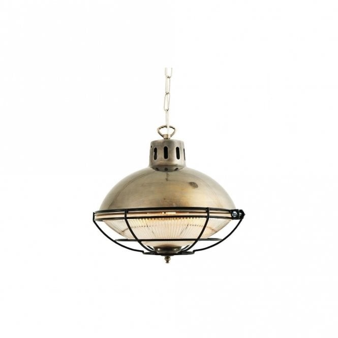 MARLOW - Cage Lamp Industrial Factory Light In Antique Silver