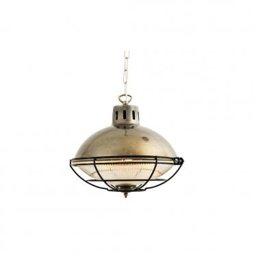 MARLOW - Cage Lamp Industrial Factory Light In Antique Silver